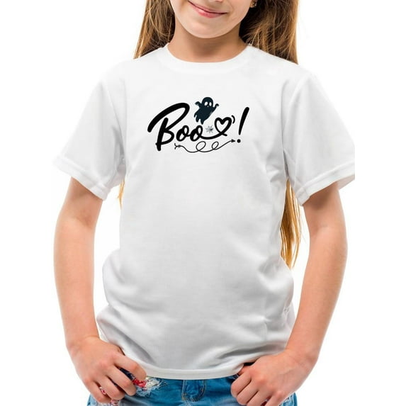 Boo Funny Small Ghost T-Shirt Juniors -Image by Shutterstock, Large