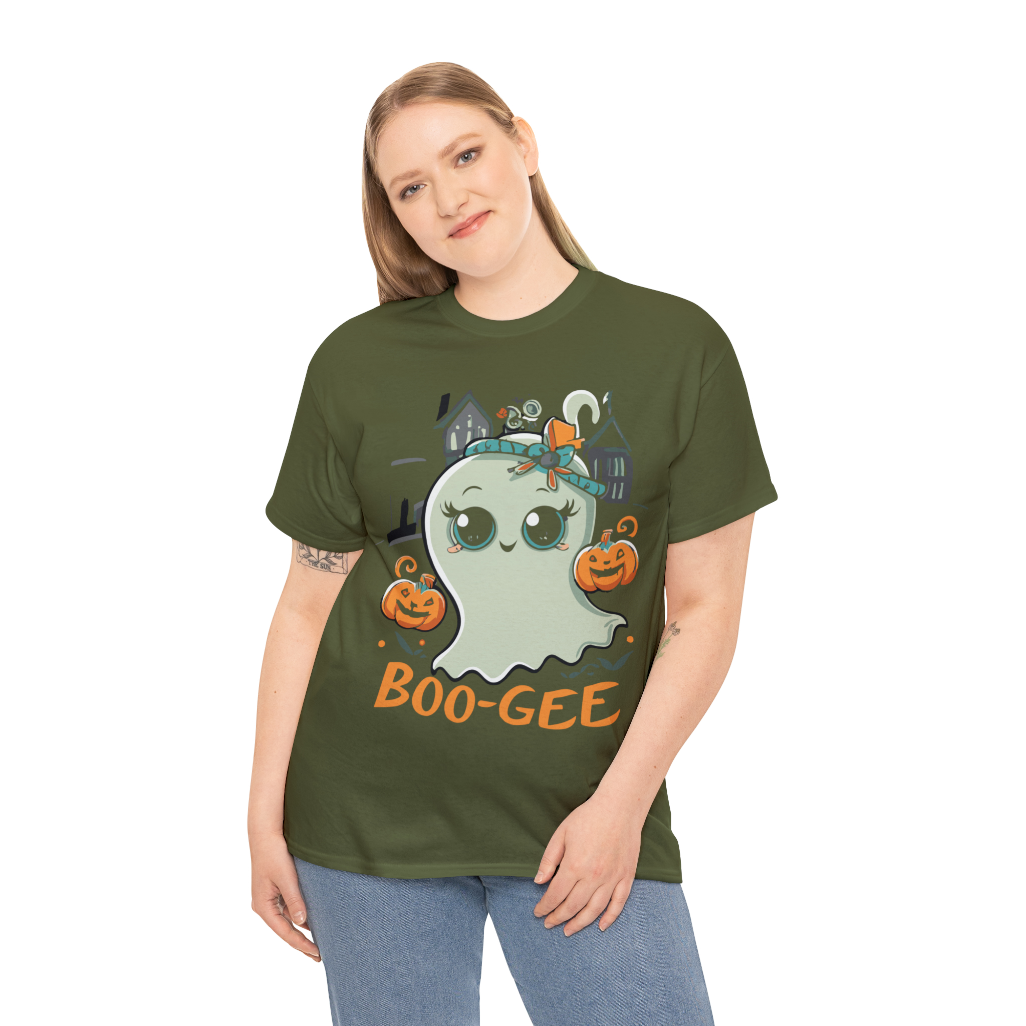 Boo Gee Cute Halloween Ghost Unisex Graphic Tee Shirt