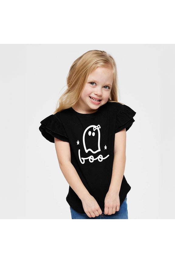 Boo Ghost Bow - Flutter Sleeve Tee