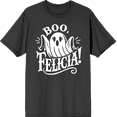 thumbnail image 1 of Boo Ghost Felicia Adult Charcoal Crew Neck Short Sleeve Tee-Medium, 1 of 4