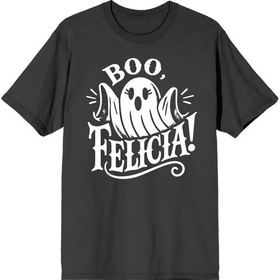 Boo Ghost Felicia Adult Charcoal Crew Neck Short Sleeve Tee-Medium