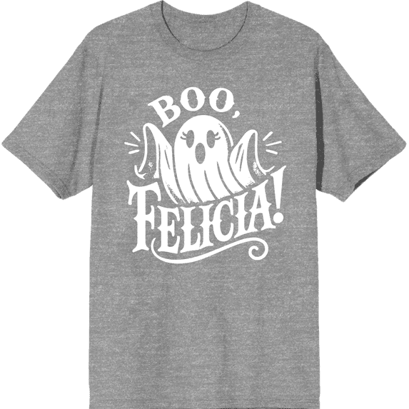 Boo Ghost Felicia Adult Heather Gray Crew Neck Short Sleeve Tee-Medium