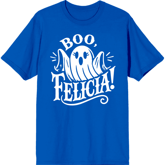 Boo Ghost Felicia Adult Royal Blue Crew Neck Short Sleeve Tee-Medium