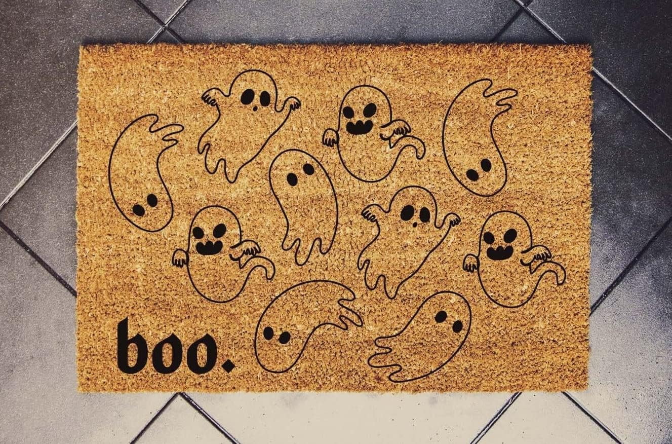 Boo Ghost Halloween Doormat Door mat, Home Decor, Gifts for her, Home