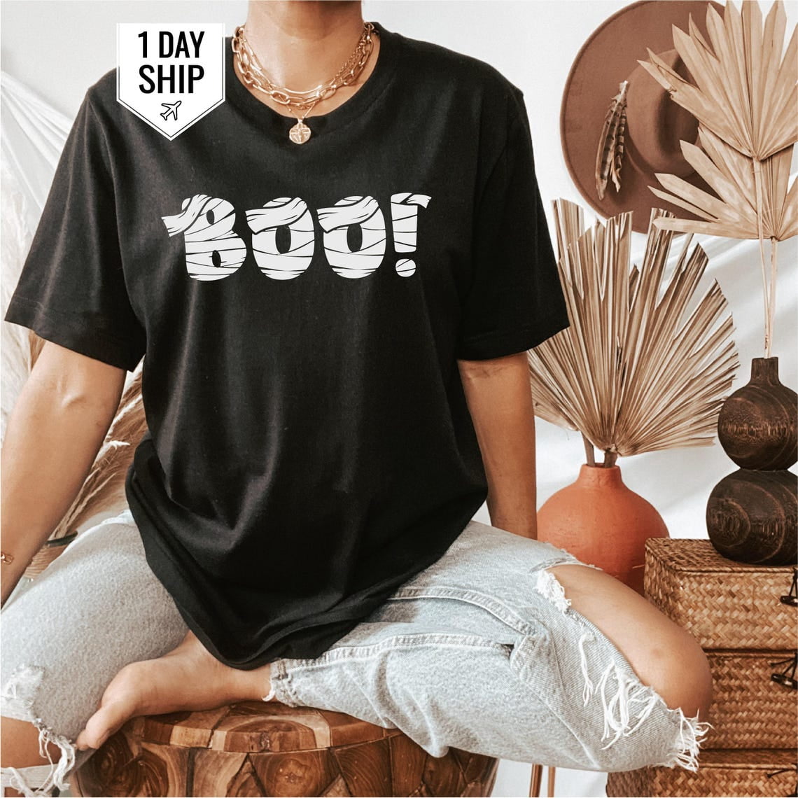 Boo Ghost Halloween Party Graphic T-Shirt - Walmart.com