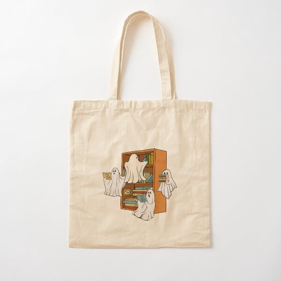 Boo Ghost Reading Books Lover Teacher Halloween Costume Cotton Tote Bag Canvas Tote Bag, Family Gift For Mother, Her