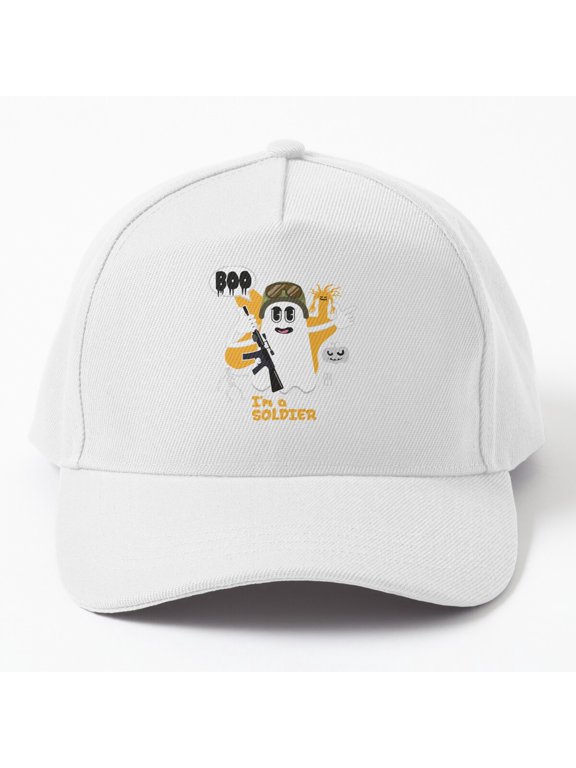 Boo Ghost Soldier Baseball Hat, Cute Halloween Military Character Design, Classic Cap