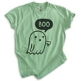 thumbnail image 1 of Boo Ghost T-shirt, Unisex Women's Men's Shirt, Cute Ghost Boo Halloween Spooky, Heather Apple Green, X-Small, 1 of 6