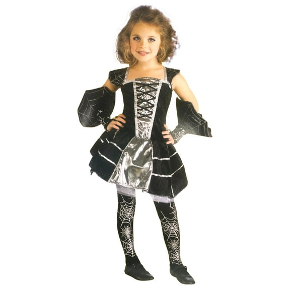 Boo Girls Black & Silver Spider Web Print Dress Halloween Costume Medium (8-10)