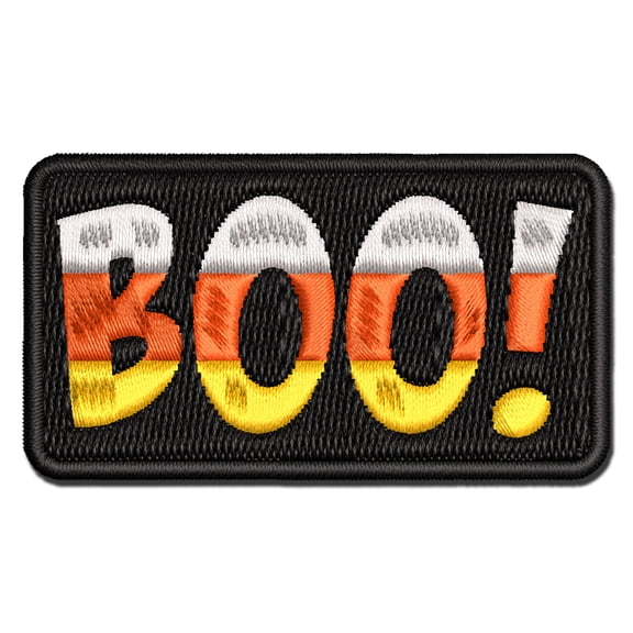 Boo Halloween Fun Text Applique Multi-Color Embroidered Iron-On Patch - 2.0 Inch Mini