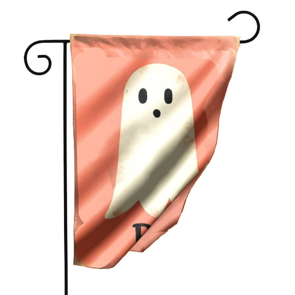 Boo Halloween Garden Flag 12.5x18 Inch Double Sided Polyester Decorative Yard Flag with Cute Ghost Design for Outdoor Fall Decorations Spooky Front Porch Decor#24441