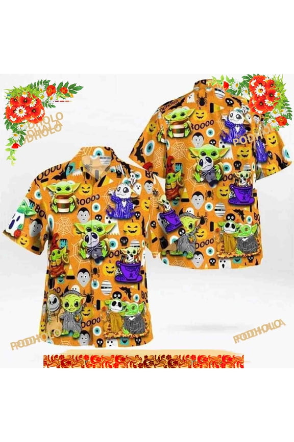 Boo Halloween Ghosts Baby Yoda Funny Hawaiian Shirts Beach Vacation Gift