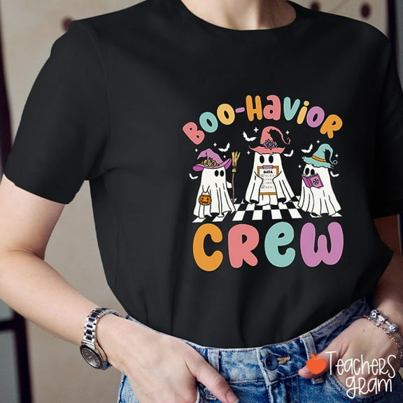 Boo Havior Crew Halloween Teacher T-Shirt, Funny Halloween Teacher Shirt, Spooky Season Classroom Tee, Fall Shirt