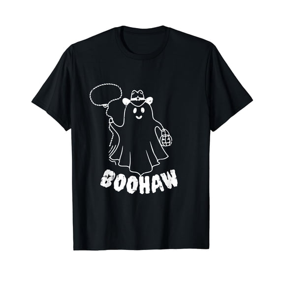 Boo Haw Halloween Costume Funny Cowboy Pumpkin Ghost T-Shirt