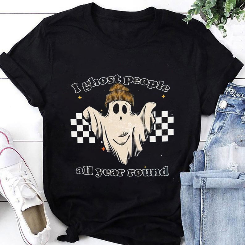 Boo I Ghost People All Year Round TShirt, Funny Halloween Baby Boo