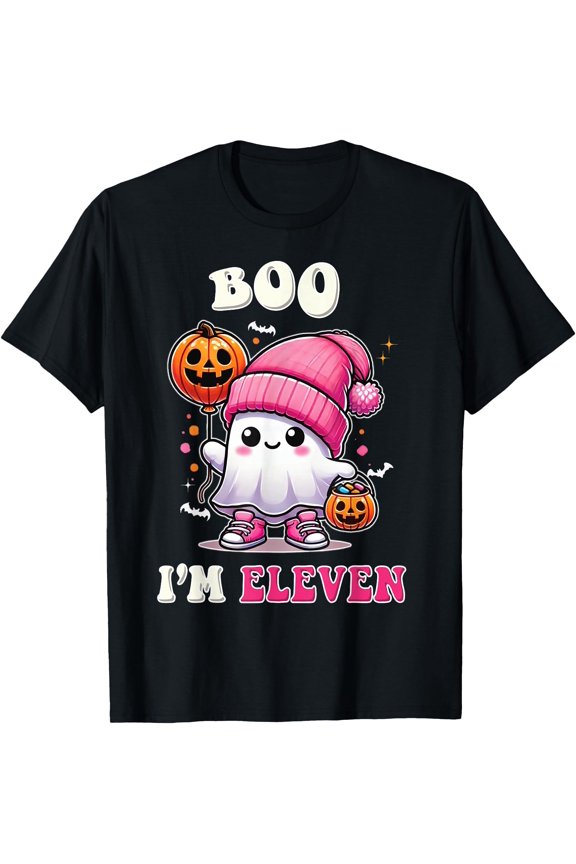 Boo I'M Eleven Ghost 11Th Birthday Pink Bow Girl Unisex S-5XL T-Shirt