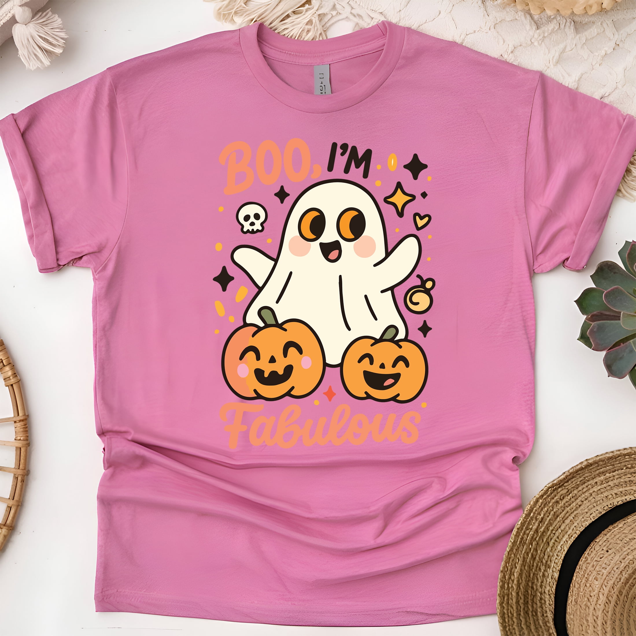Boo I’m Fabulous Graphic Tee Funny Ghost Pumpkin Cartoon Shirt ...