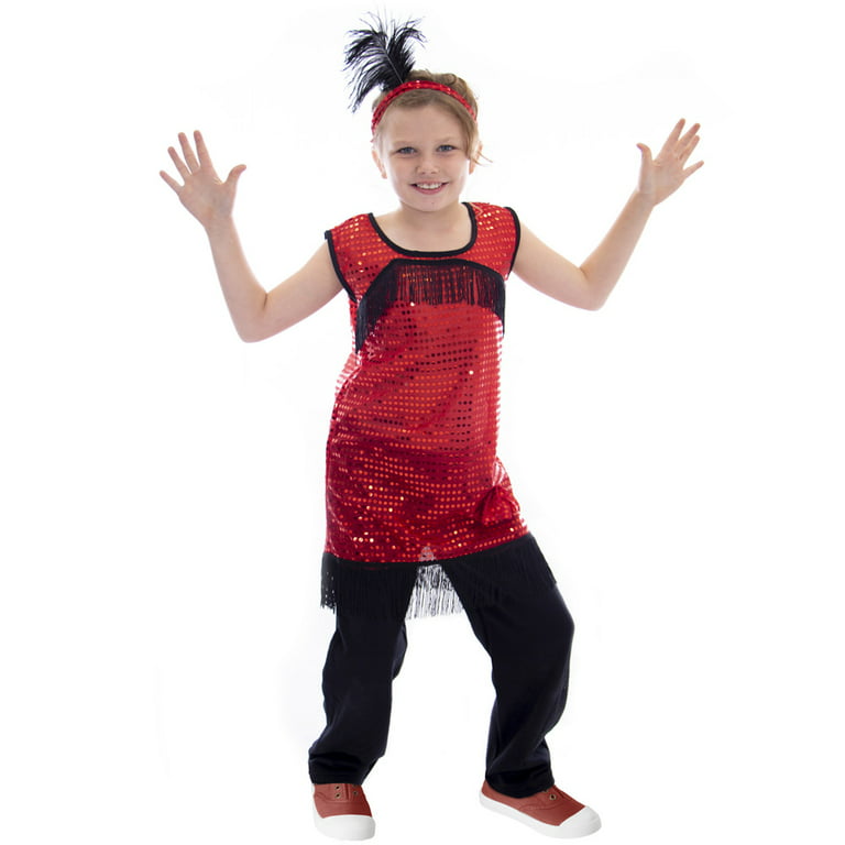 Kids Red Fringe Flapper Costume