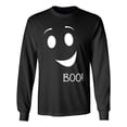 thumbnail image 1 of Boo! It's a Ghost! Adult Halloween Long Sleeve T-Shirt in Black, 1 of 3
