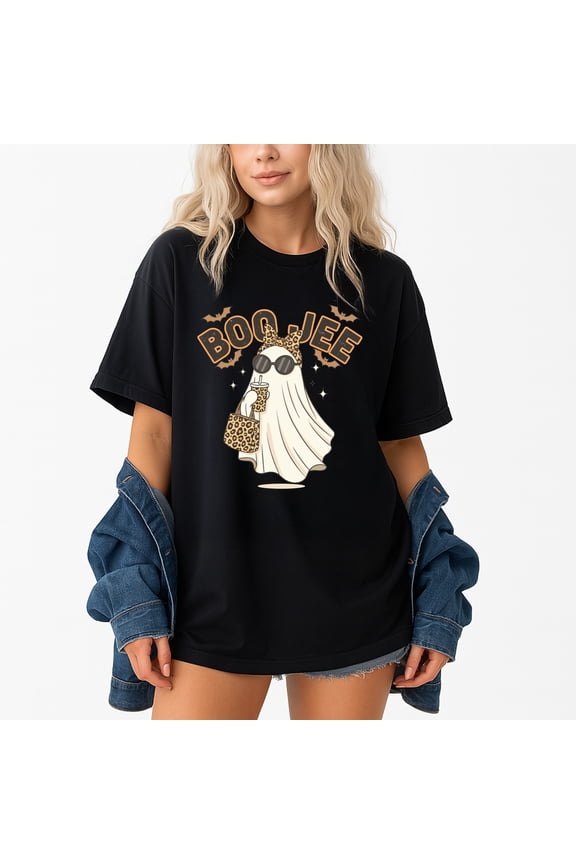 Boo JEE Boujee Pink Ghost Halloween October Vibes – T-Shirt, Hoodie & Sweatshirt – Spooky Chic – Festive Fun for All Ages