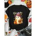 thumbnail image 1 of Halloween Comfortable Boo Jee Ghost Graphic Tee T Shirt Tops Short Sleeve Round Neck Black S-5XL, 1 of 5