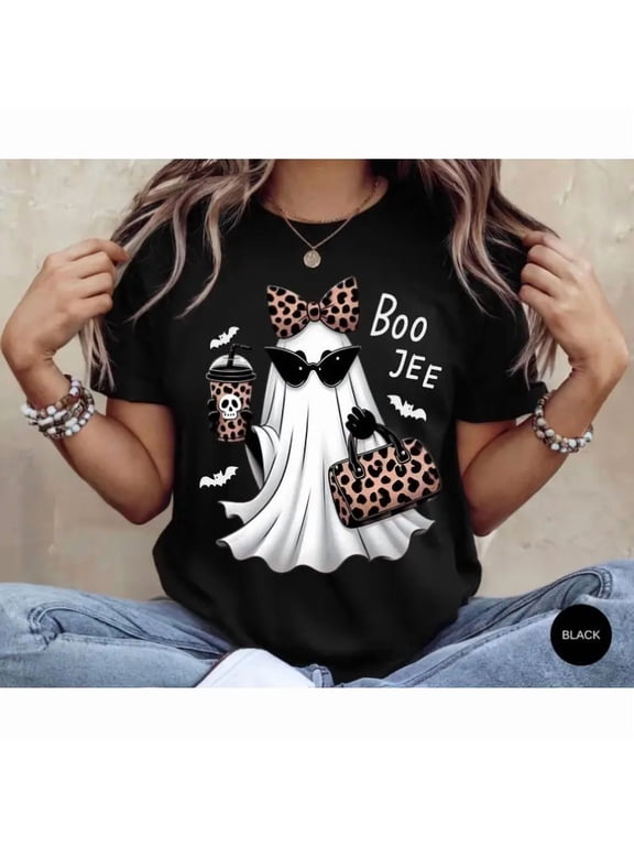 Boo-Jee Ghost Shirt Leopard Ghost Tee Ghost Coffee Shirt Funny Fall Shirt Ghost Tee Girly Halloween Gift Boojee Shirt,clothes for back to school,first day of school outfits