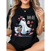 Boo-Jee Ghost Shirt Leopard Ghost Tee Ghost Coffee Shirt Funny Fall Shirt Ghost Tee Halloween Gift Halloween Clothing For Family And Friends