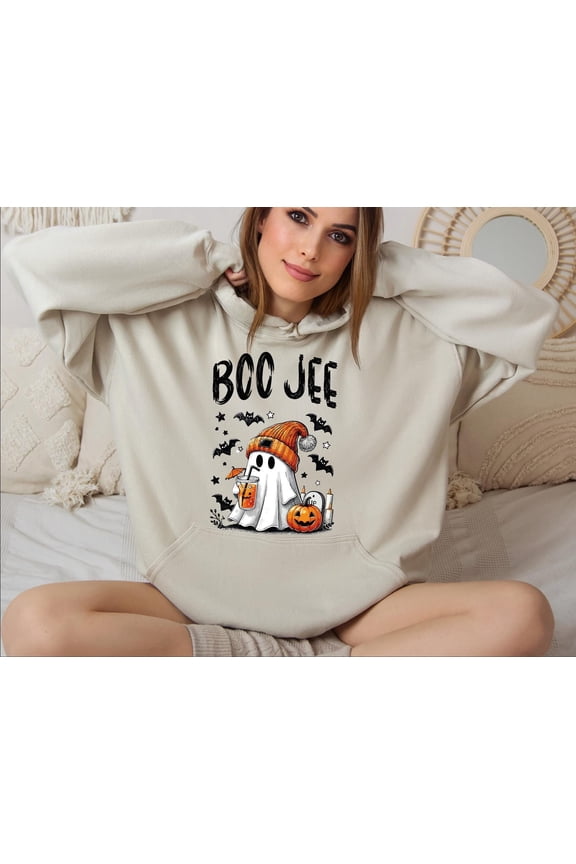 Boo Jee Ghost Sweatshirt and Hoodie, Halloween Ghost Sweater, Spooky Ghost Hoodie, Funny Coffee Ghost