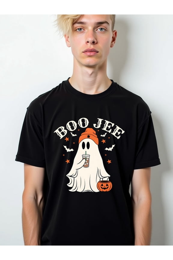 Boo Jee Halloween Ghost Tee Men's t shirts black elegantly top fun and playful, cool T-shirt, funny T-shirt Fashion Unisex Shirt Graphic Tee tshirts