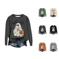 thumbnail image 1 of Boo Jee Halloween Sweatshirts for Women 2025 Long Sleeve Crewneck Cute Ghost Graphic Sweatshirt Pullover Tops, 1 of 7