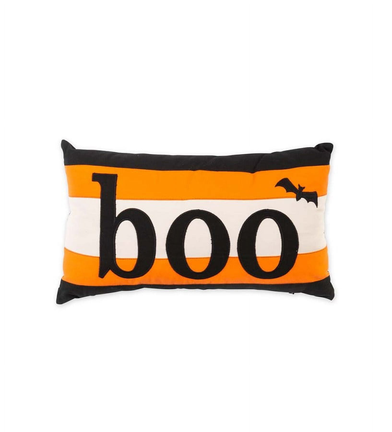 Halloween Boo Embroidered Cotton Lumbar Pillow