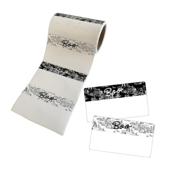 Boo My Name is Halloween Name Tags 100 pcs/Roll 2x3.5 Vintage Black with Spiderwebs and Ghosts Party Hello Classroom Border Labels Gift Sticker Office 2 Design