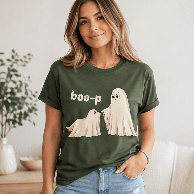Boo-P Ghost Dog T-Shirt, Cute Halloween Boop Graphic Tee, Spooky Season ...