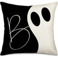 thumbnail image 1 of Boo Pillow Cases Halloween Decorations Pillow Covers Black White (Plain Linen Color) Ghost Pillow Halloween Quotes Home Bedroom Sofa Couch Decor Cushion Cover Cotton Linen 20x20 Inch A004, 1 of 6