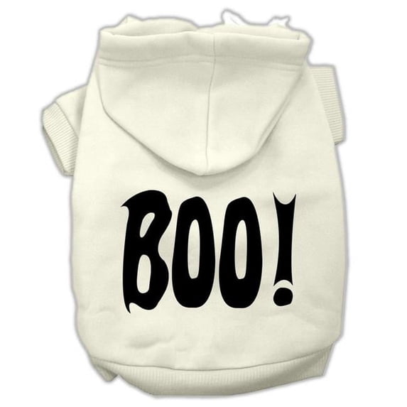 Boo Screen Print Pet Hoodie, Cream - 3XL