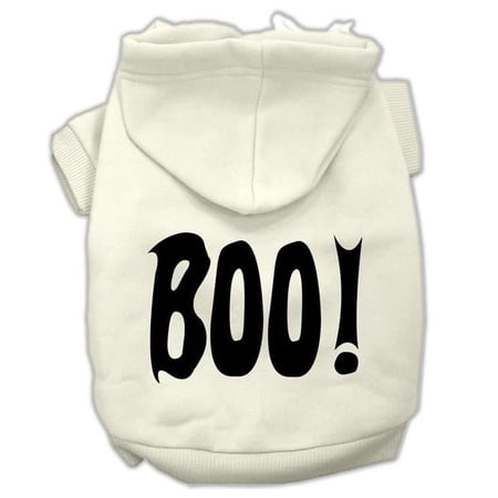 Boo Screen Print Pet Hoodie, Cream - Extra Large