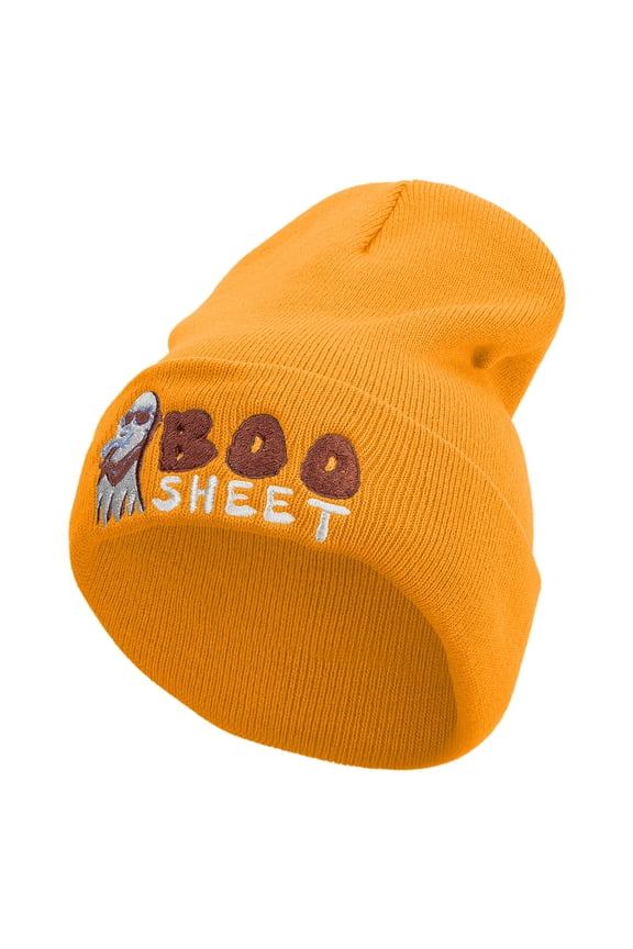 Boo Sheet Embroidered 12 Inch Long Knitted Beanie - Yellow OSFM
