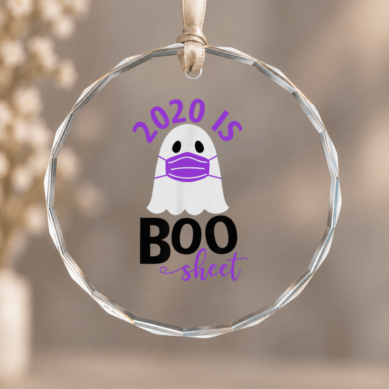 Boo Sheet Ghost Haunted Year Ornament, Indoor Decoration, Circle Glass ...