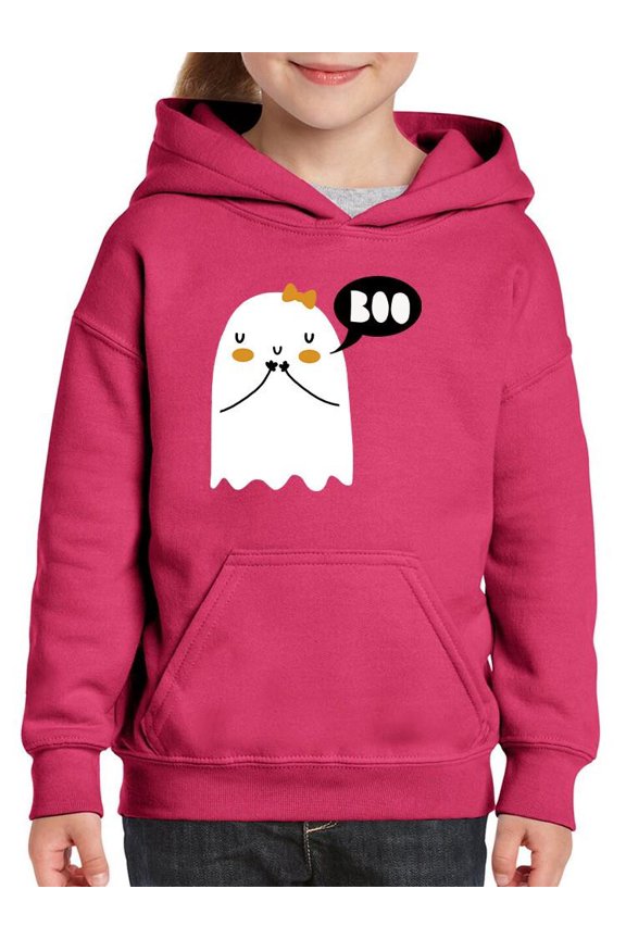 Boo. Shy Cute Little Ghost Hoodie Juniors -Image by Shutterstock, Large