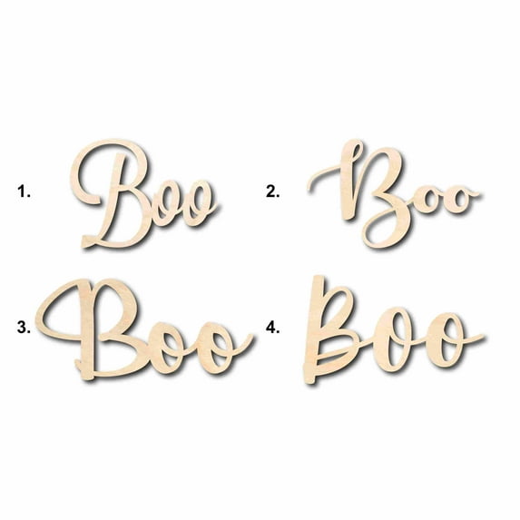 Boo Sign Unfinished Wood Cutout Home Decor DIY Option 1- 14" Wide / 1/4"