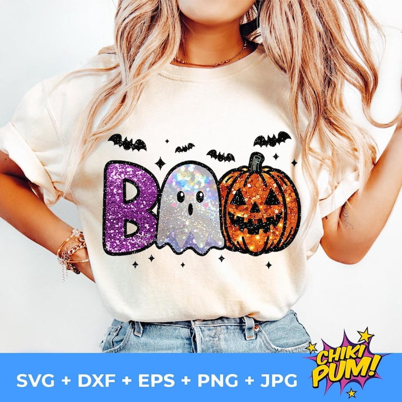 Boo T-shirt, Glitter Halloween Shirt, Iridescent Halloween Shirt, Funny Halloween Shirt, Cute Ghost Shirt, Iridescent holographic shirt TH140605