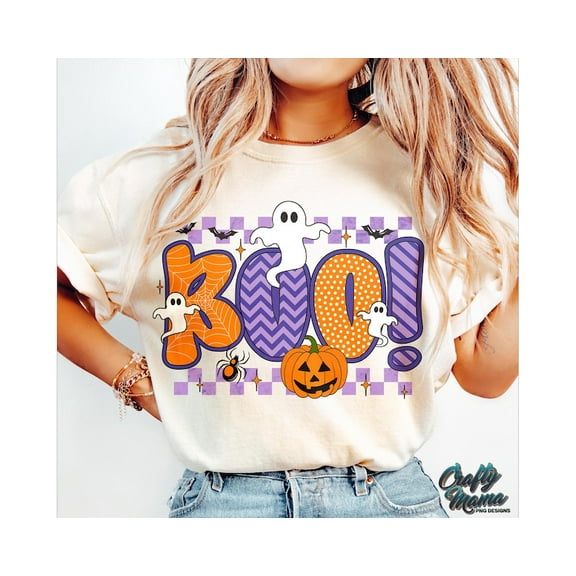 Boo T-shirt, Halloween Shirt, Preppy Halloween Shirt, Retro Checkered Trendy Halloween Shirt, Ghost Shirt, Boo Shirt 200621