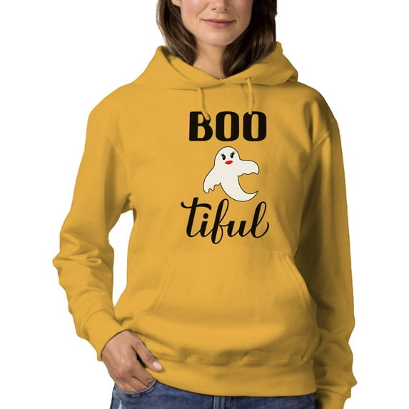 Boo-Tiful Funny Halloween Quote Hoodie Women -Image by Shutterstock, Female 4X-Large