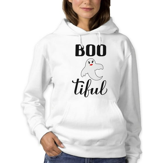Boo-Tiful Funny Halloween Quote Hoodie Women -Image by Shutterstock, Female 5X-Large