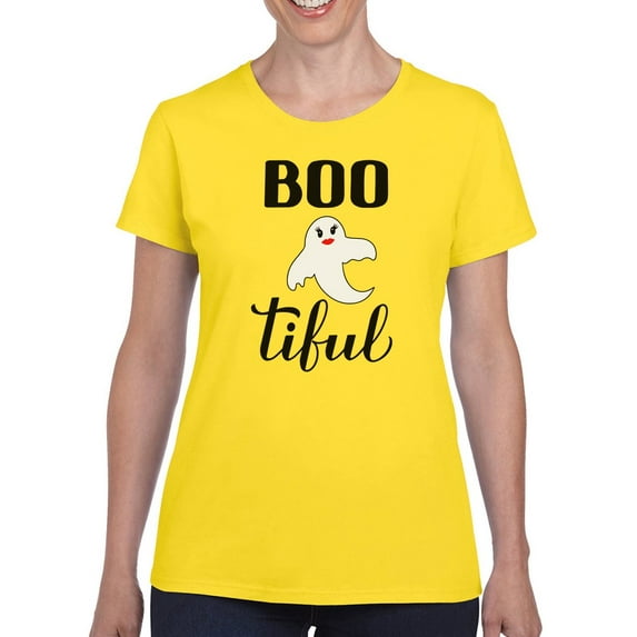 Boo-Tiful Funny Halloween Quote T-Shirt Women -Image by Shutterstock, Female Small