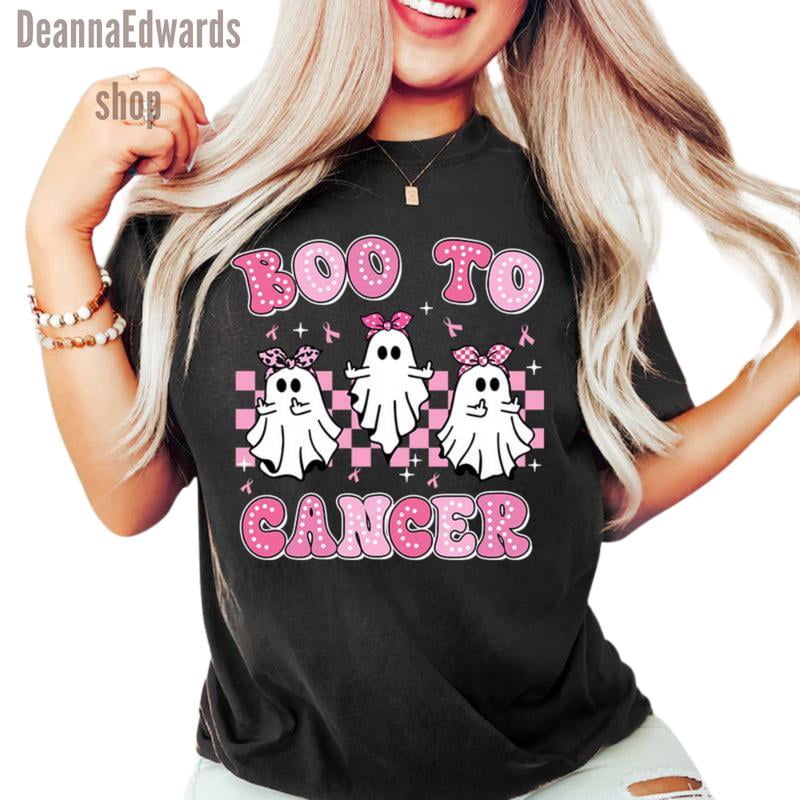 Boo To Cancer. Breast Cancer Awareness Month. Cute Ghost Halloween