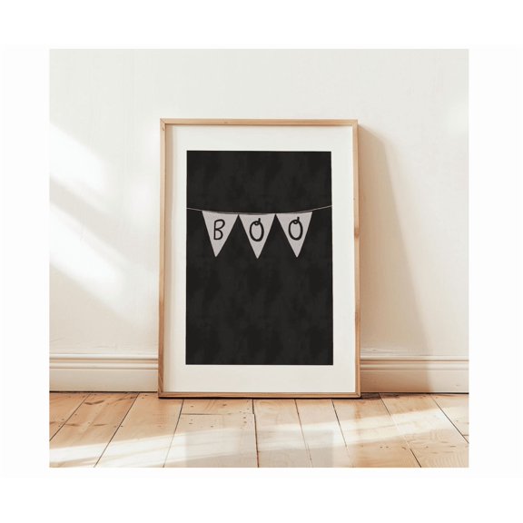 Boo Wall Art Boo Print For Kids Decor Black Chalkboard Print Modern Wall Art Decor