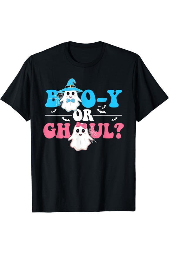 Boo-Y Or Ghoul Gender Reveal Cute Groovy Boy Girl Ghosts T-Shirt