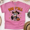 thumbnail image 1 of Boo Y’all Shirt Cute Cowboy Skeleton Halloween Western Graphic Tee, Heliconia, Size S, 1 of 6