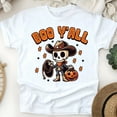 thumbnail image 1 of Boo Y’all Shirt Cute Cowboy Skeleton Halloween Western Graphic Tee, White, Size M, 1 of 6